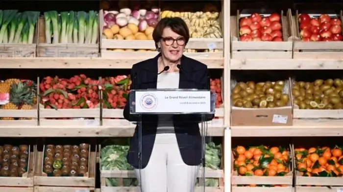 La Ministre Annie Genevard lors du lancement du Grand Réveil Alimentaire, à Rungis.